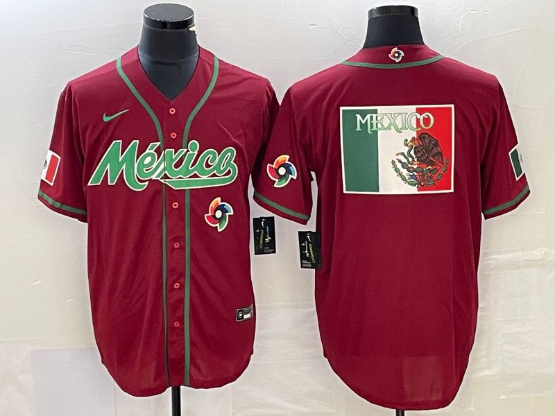 Men 2023 World Cub Mexico Blank Red Nike MLB Jersey15->more jerseys->MLB Jersey